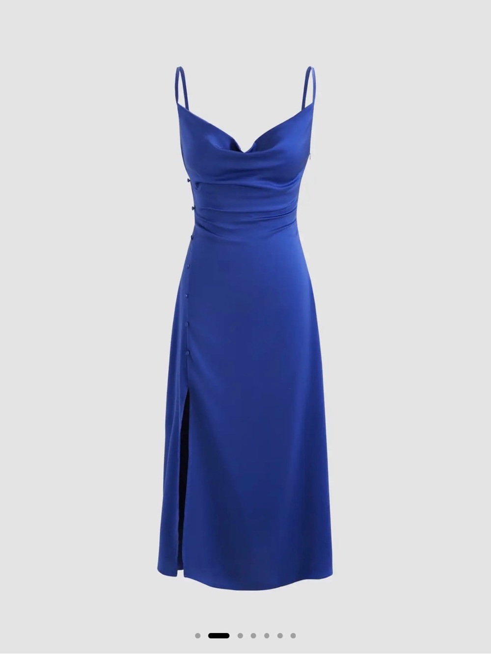 Cider Satin Cowl Neck Slip Dress in Royal Blue
